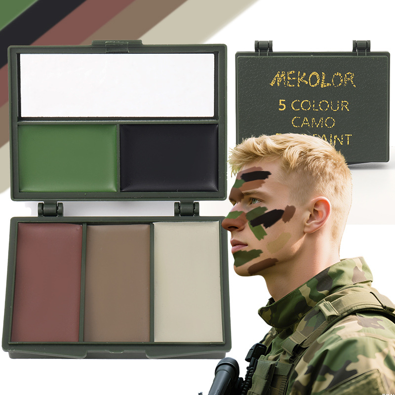 Camo Face Paint - 5-kleuren Forest Camo-Compac gezichtsverfset, zakformaat, langdurige,