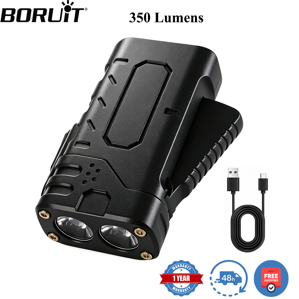 Tactical Flashlight Rechargeable - BORUIiT Handkruk EDC LED-zaklamp Type-C Oplaadbare