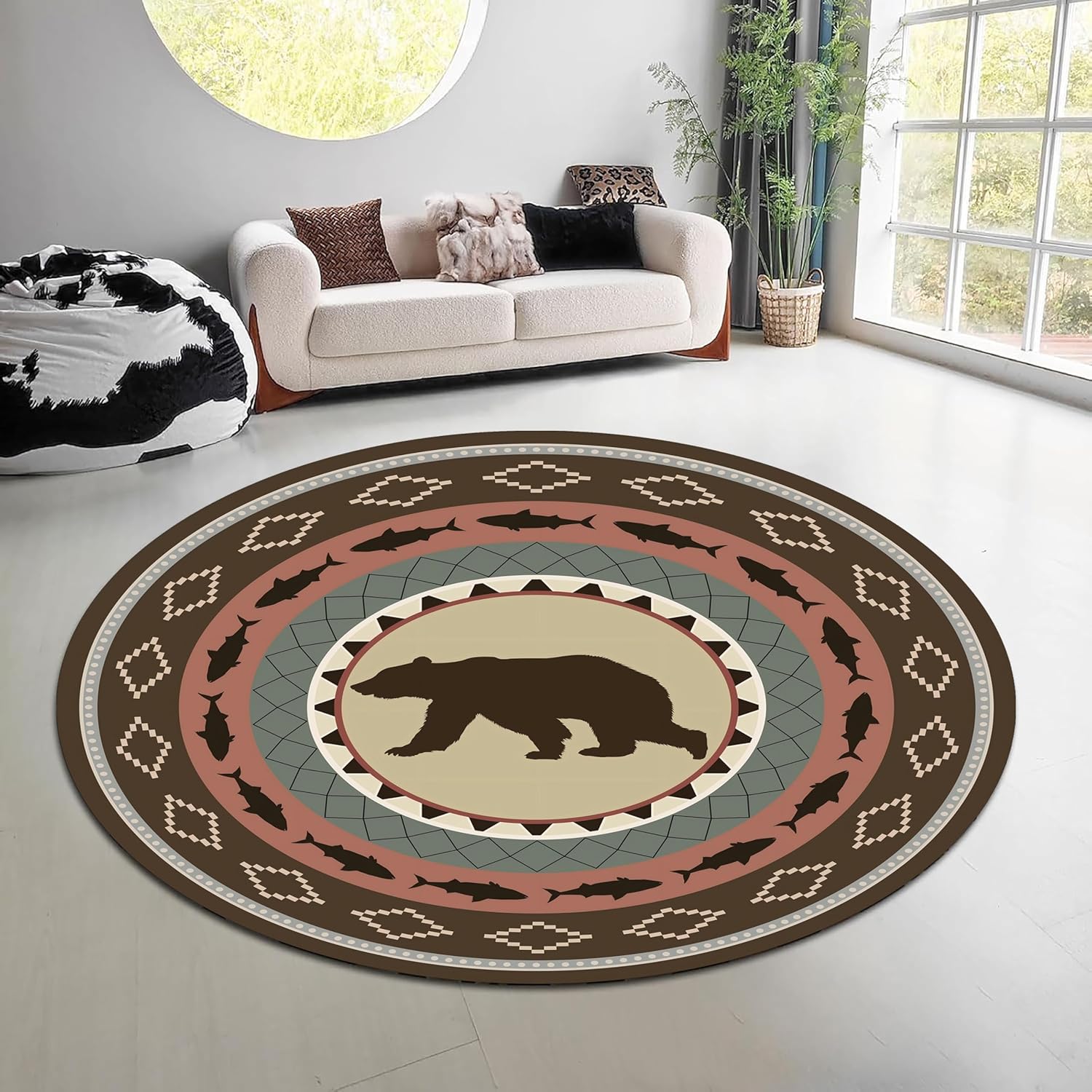 Hunting Outdoor Rug - Vintage natuur bos rond tapijt groen