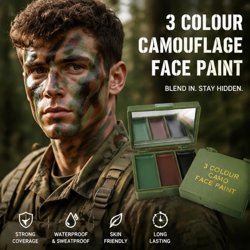 3 kleuren camouflage gezichtsv - Camo Face Paint recensie en prijs